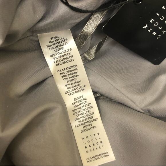 White House Black Market Silver Lace Bell Sleeve Sheath Dress Blogger Size 4 NWT - Picture 14 of 15